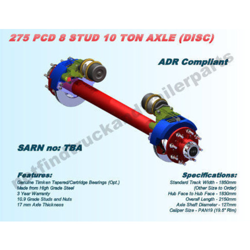 Axle Trailer Disc Brake 8 Stud 275 PCD 10 Ton 19.5” Disc (ADR Compliant)