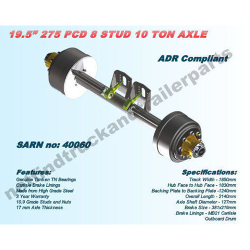 Axle Trailer Drum Brake – 8 Stud 275 PCD 10 Ton 19.5” Drum (ADR Compliant)