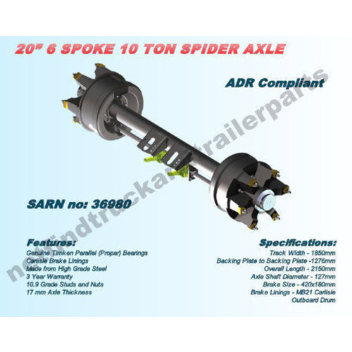 Axle Trailer Drum Brake – 6 Spoke Spider 10 Ton 20” Drum (ADR Compliant)
