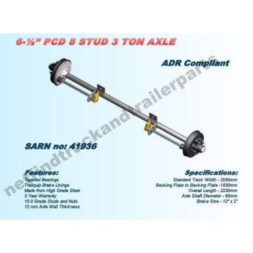 Axle Trailer Drum Brake –8 Stud 6.5" PCD 3 Ton (ADR Compliant)