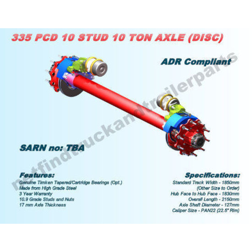 Axle Trailer Disc Brake – 10 Stud 335 PCD 10 Ton 22.5” Disc (ADR Compliant)
