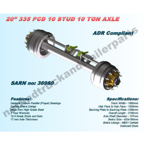 Axle Trailer Drum Brake – 10 Stud 335 PCD 10 Ton 20” Drum (ADR Compliant)