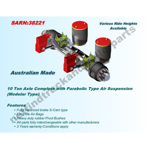 Suspension Trailer Airbag – Overslung 10 Ton to suit Single Axle Trailer (ADR)