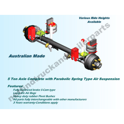 Suspension Trailer Airbag – Overslung 5 Ton to suit Single Axle Trailer (ADR)