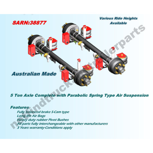 Suspension Trailer Airbag – Underslung 5 Ton to suit Tandem Axle Trailer (ADR)