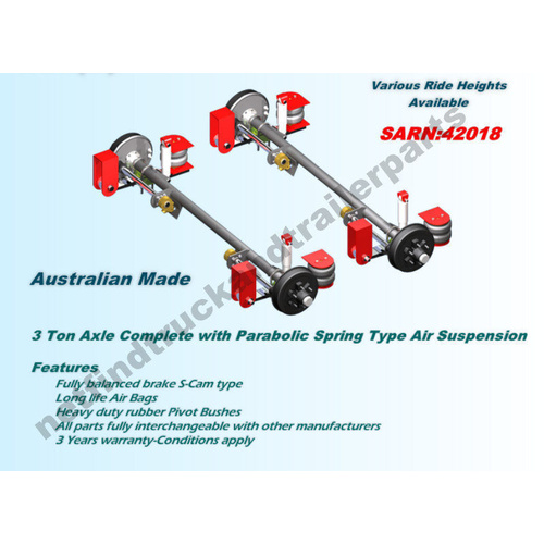 Suspension Trailer Airbag – Underslung 3 Ton to suit Tandem Axle Trailer (ADR)