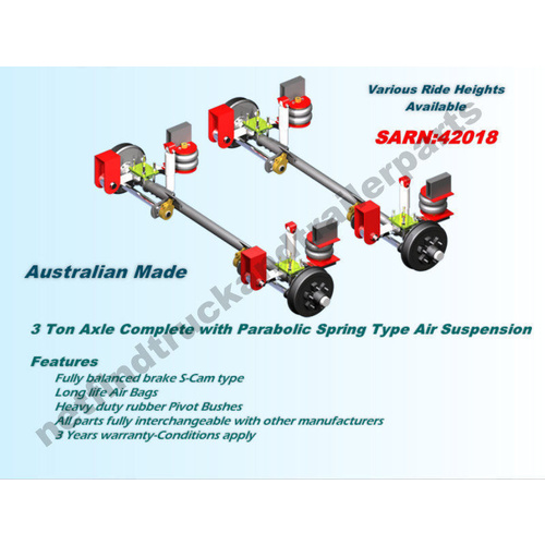 Suspension Trailer Airbag – Overslung 3 Ton to suit Tandem Axle Trailer (ADR)