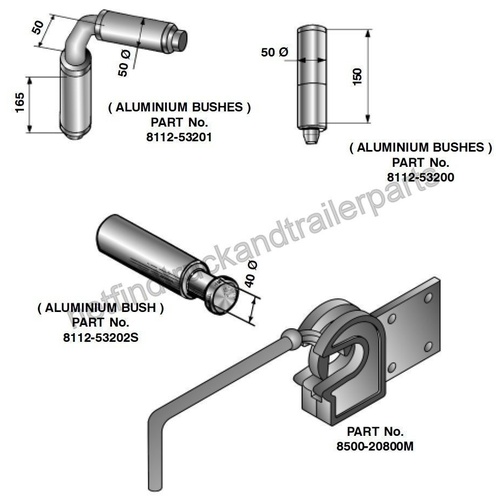 Truck Trailer Body Hardware "ALUMINIUM" Tailgate Tipper Side swing Kit 35mm