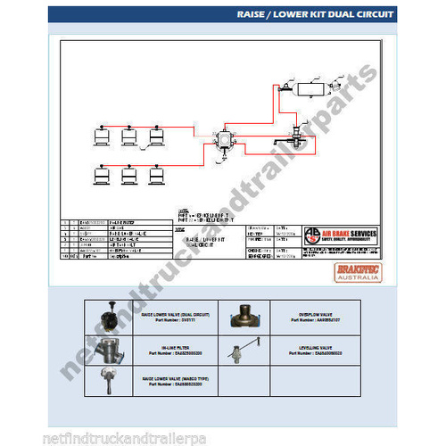 Trailer Axle Raise Lower Valve Kit.  Dual Circuit.