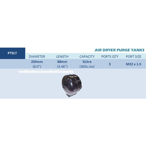 5 Litre Trailer Brake Air Dryer Purge Tank