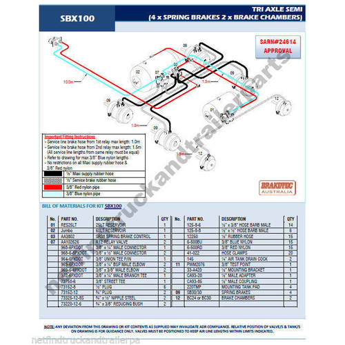 Retrofit Trailer Brake Kit Tri-Axle Axle Trailer Brake System ADR Compl 3 or 5T