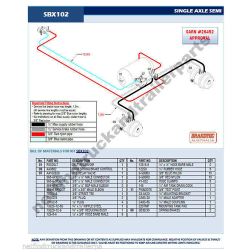 Retrofit Trailer Brake Kit Single Axle Trailer Brake Syst ADR compl for 3 or 5T