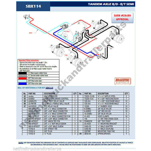 Retrofit Trailer Brake Kit 2 Axle B Double Road Train Semi Trailer Brake System