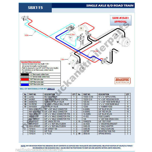 Retrofit Trailer Brake Kit 1 Axle BD Road Train Semi Trailer Brake System 38/02