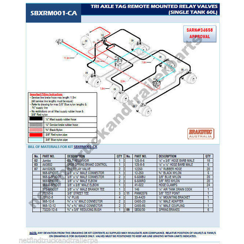 Retrofit Trailer Brake Kit 3 Axle Tag Remote Mount Trailer Brake System ADR App.