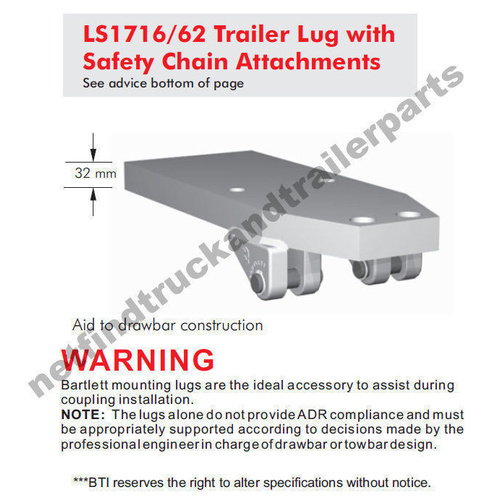 Bartlett Trailer Hood 127mm Accessory - Lug 32mm with 16mm Attachments LS1716-62