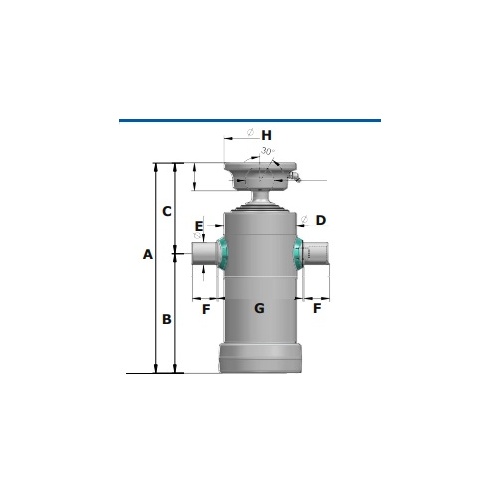 DNB3048S - Under Body Cylinder for Ute or Small Trailer, 4 Stage, 1710mm Stroke , 124mm Diameter